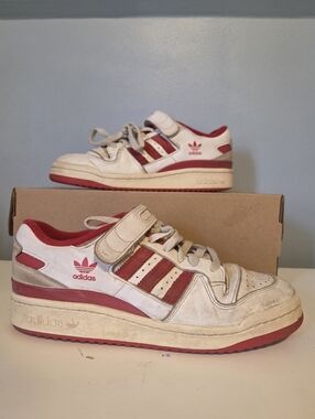 adidas Forum 84 Kids White and Red Low-Top Sneaker Size 7